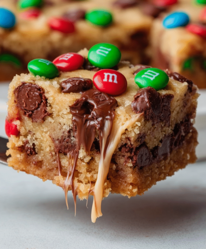 Christmas M&M Cookie Bars