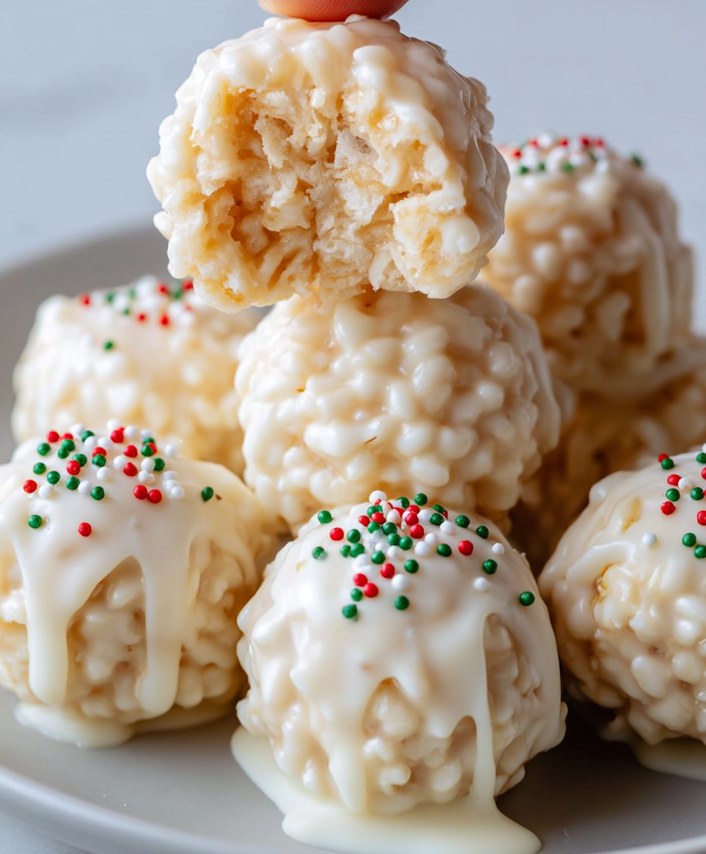 Christmas White Chocolate Rice Krispie Balls