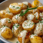 Creamy Garlic Sauce Baby Potatoes