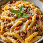 Creamy Rotel Pasta with Ground Beef