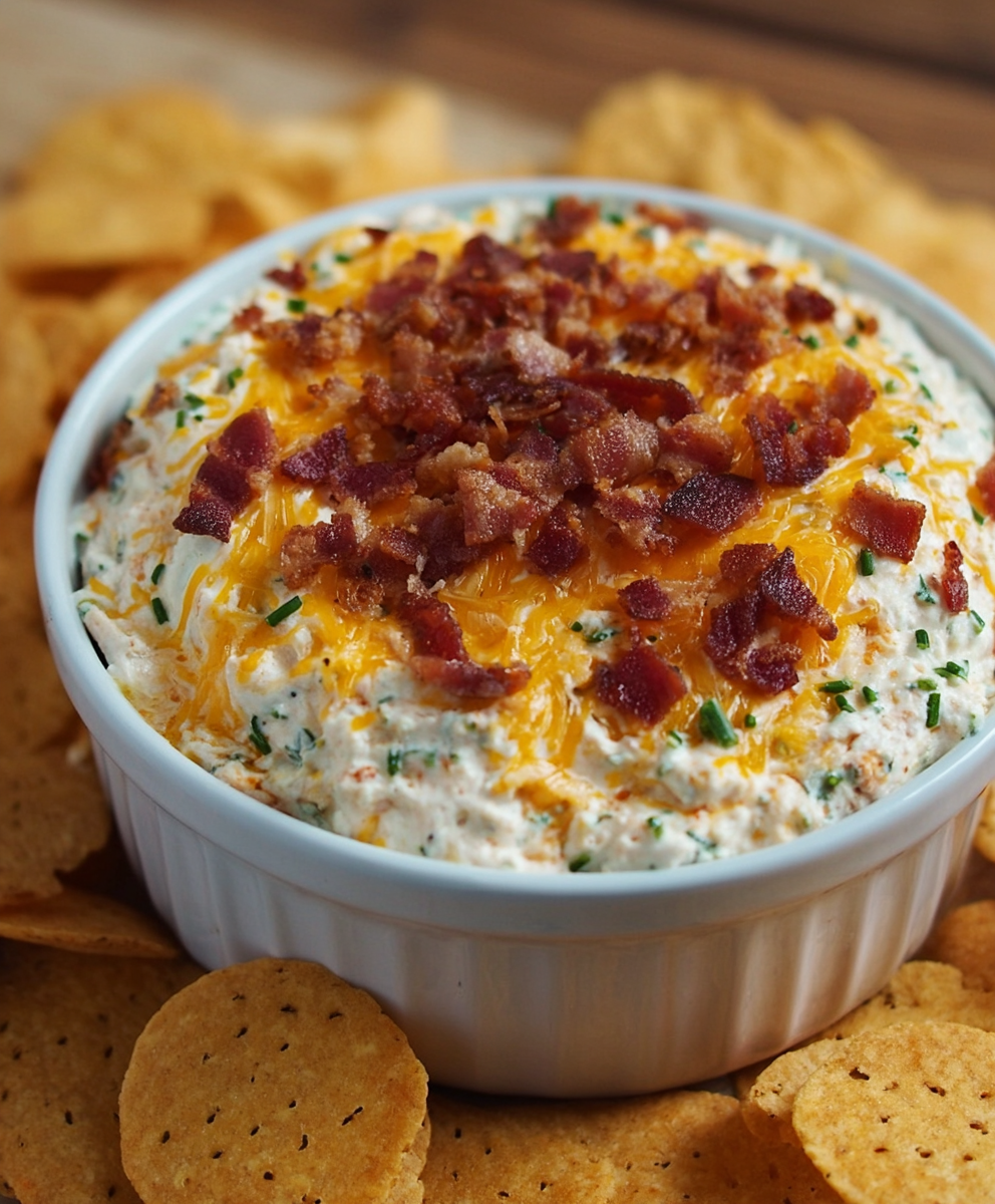 Easy Cheddar Ranch Bacon Dip
