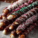 Festive Chocolate Pretzel Rods