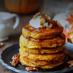 Fluffy Pumpkin Pancakes with Spiced Syrup
