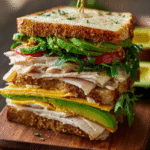 Golden Honey-Mustard Turkey & Avocado Stacked Sandwich