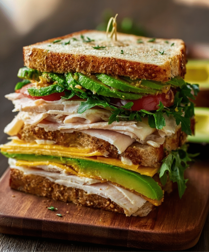 Golden Honey-Mustard Turkey & Avocado Stacked Sandwich