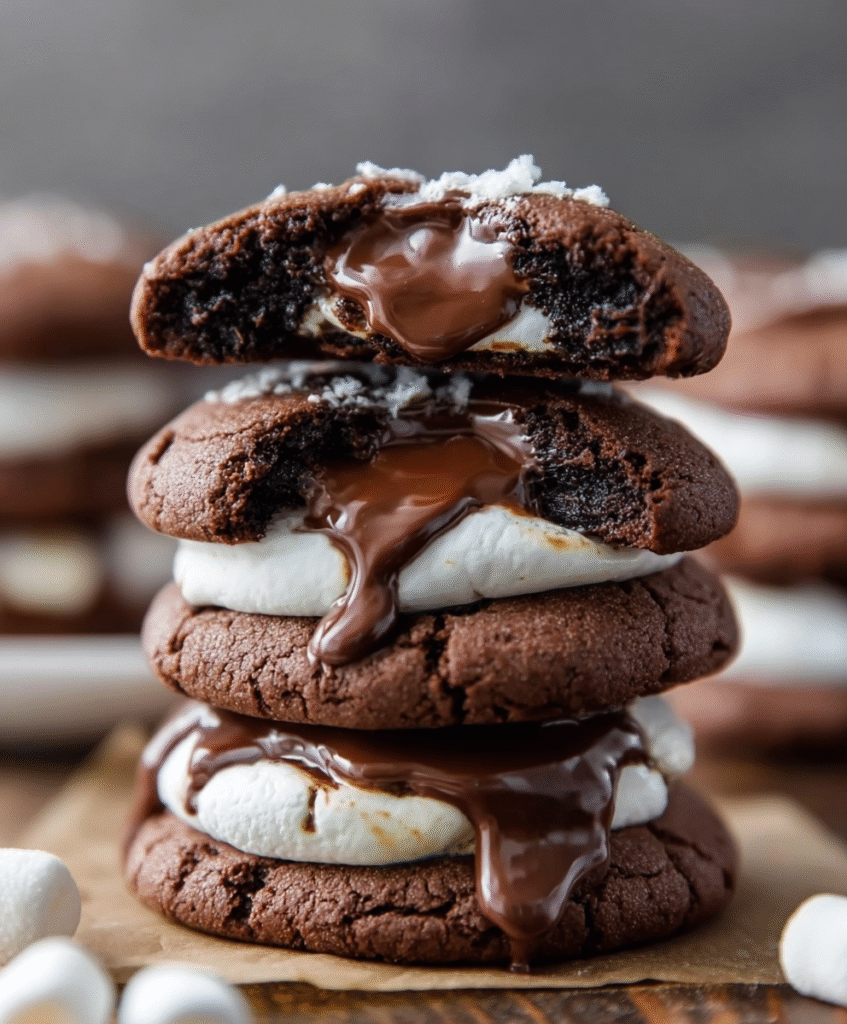 Gooey Hot Cocoa Marshmallow Cookies
