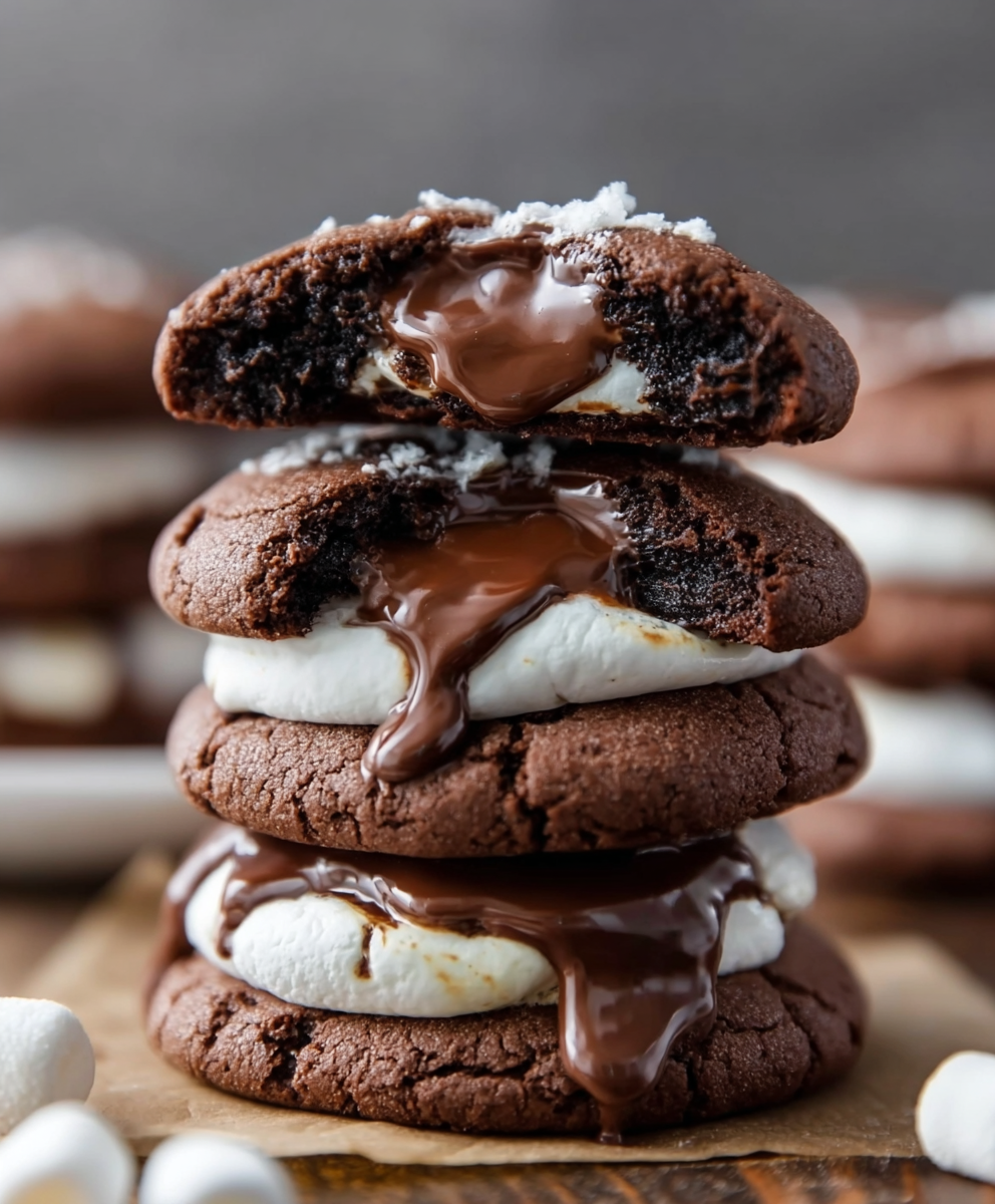 Gooey Hot Cocoa Marshmallow Cookies