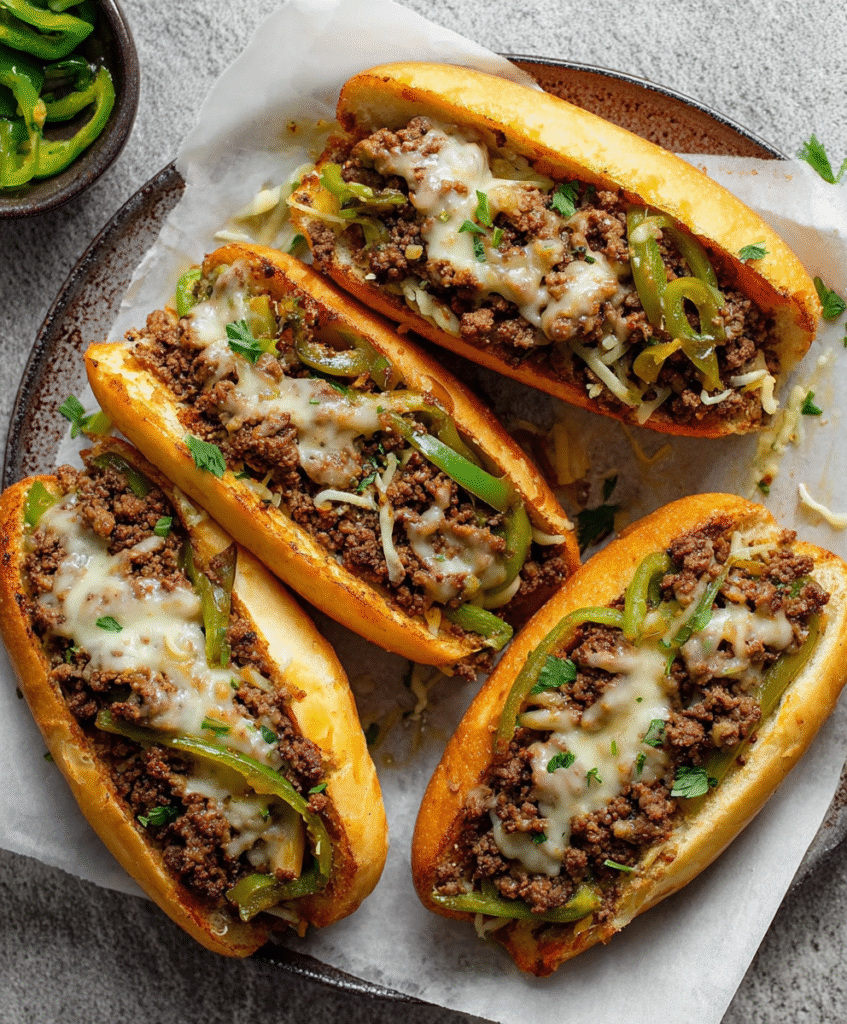 Ground Beef Philly Cheesesteaks