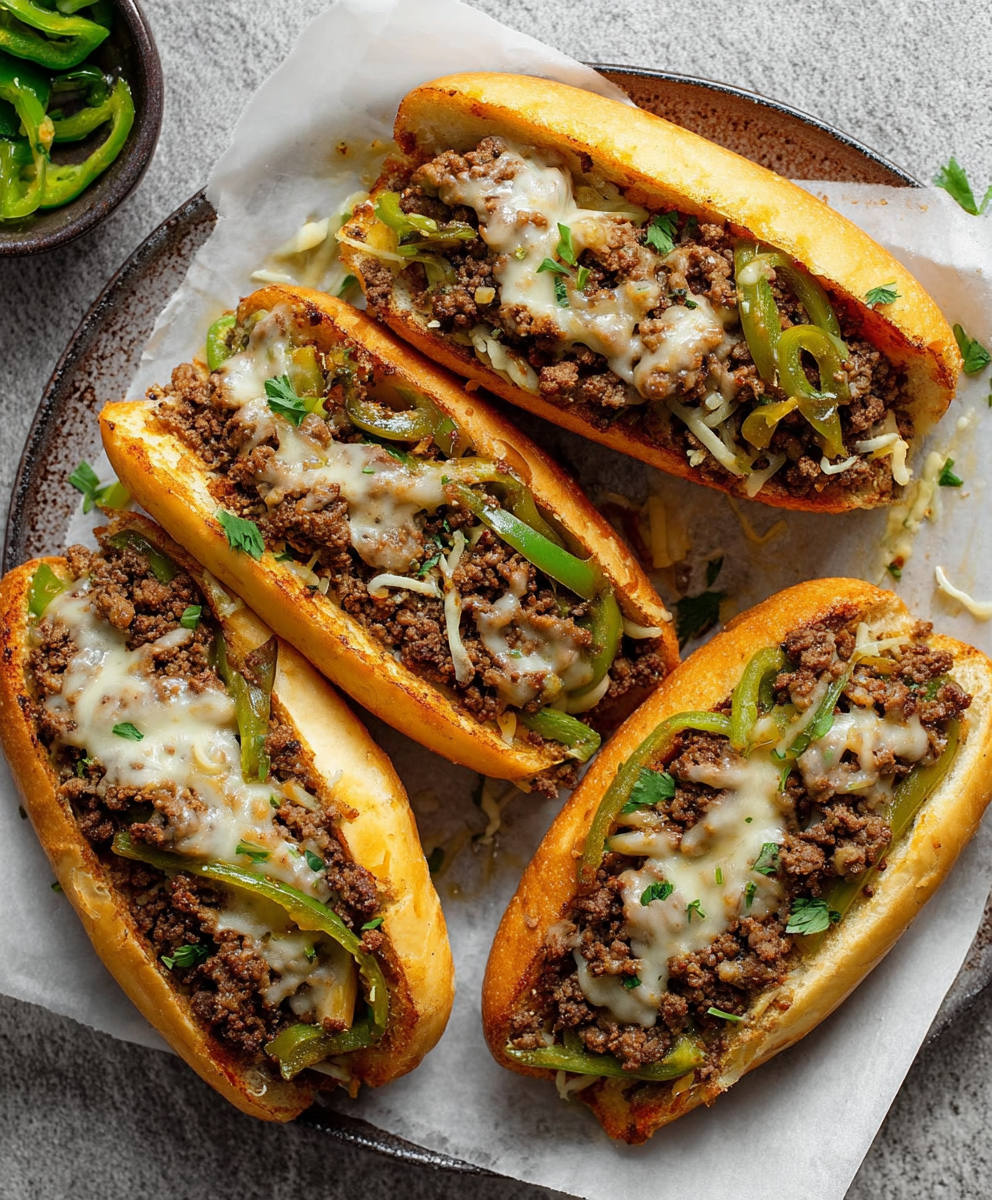Ground Beef Philly Cheesesteaks