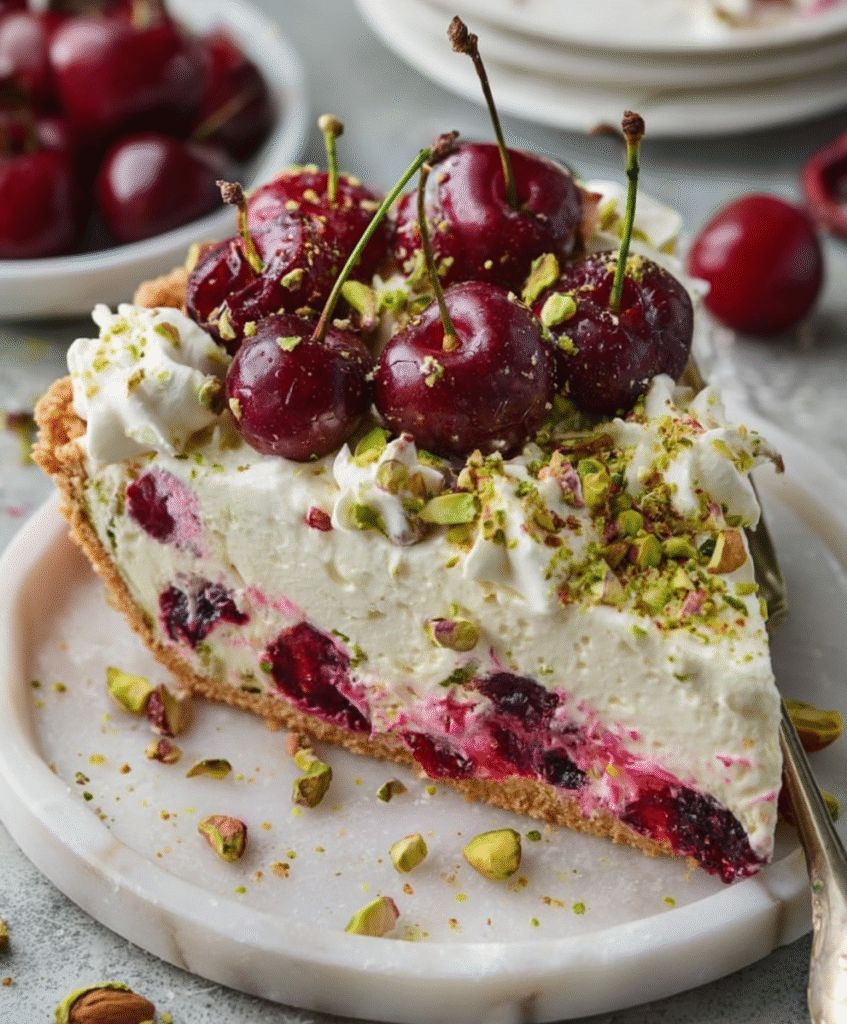 Luscious Cherry Pistachio Cream Pie