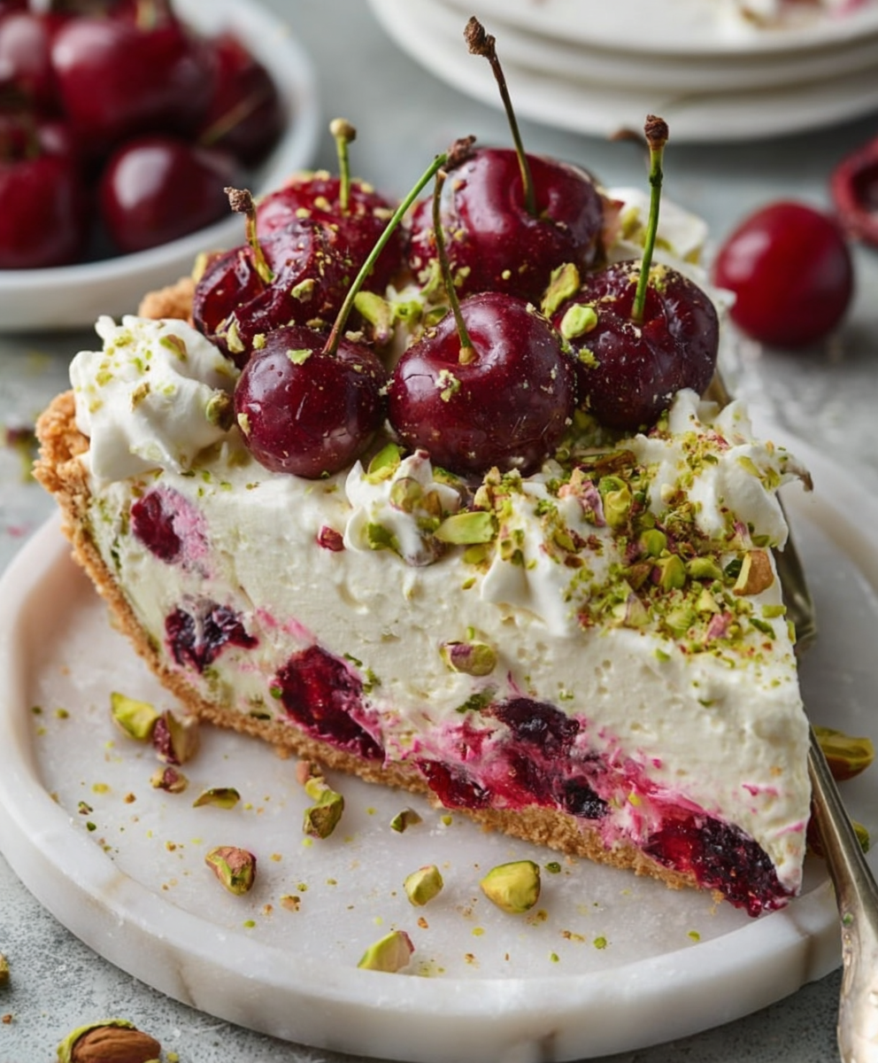 Luscious Cherry Pistachio Cream Pie