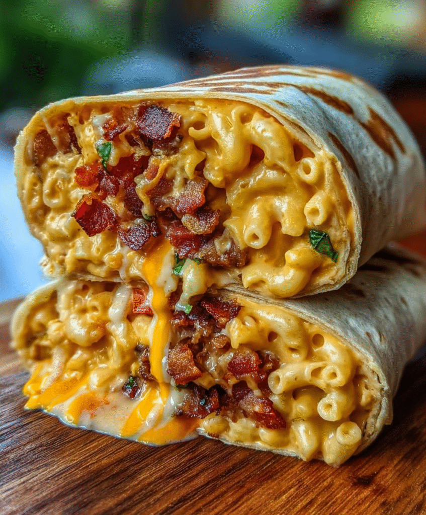 Mac & Cheese Bacon Burrito