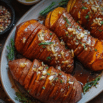 Maple-Glazed Hasselback Sweet Potatoes