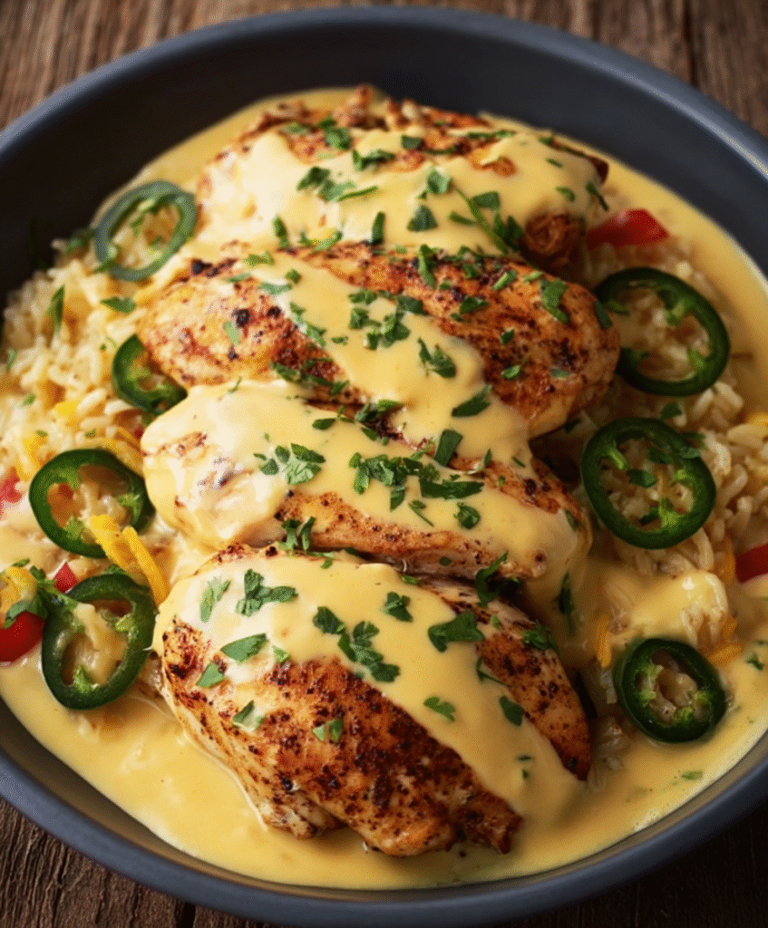 Mexican Chicken with Queso Cheese Sauce