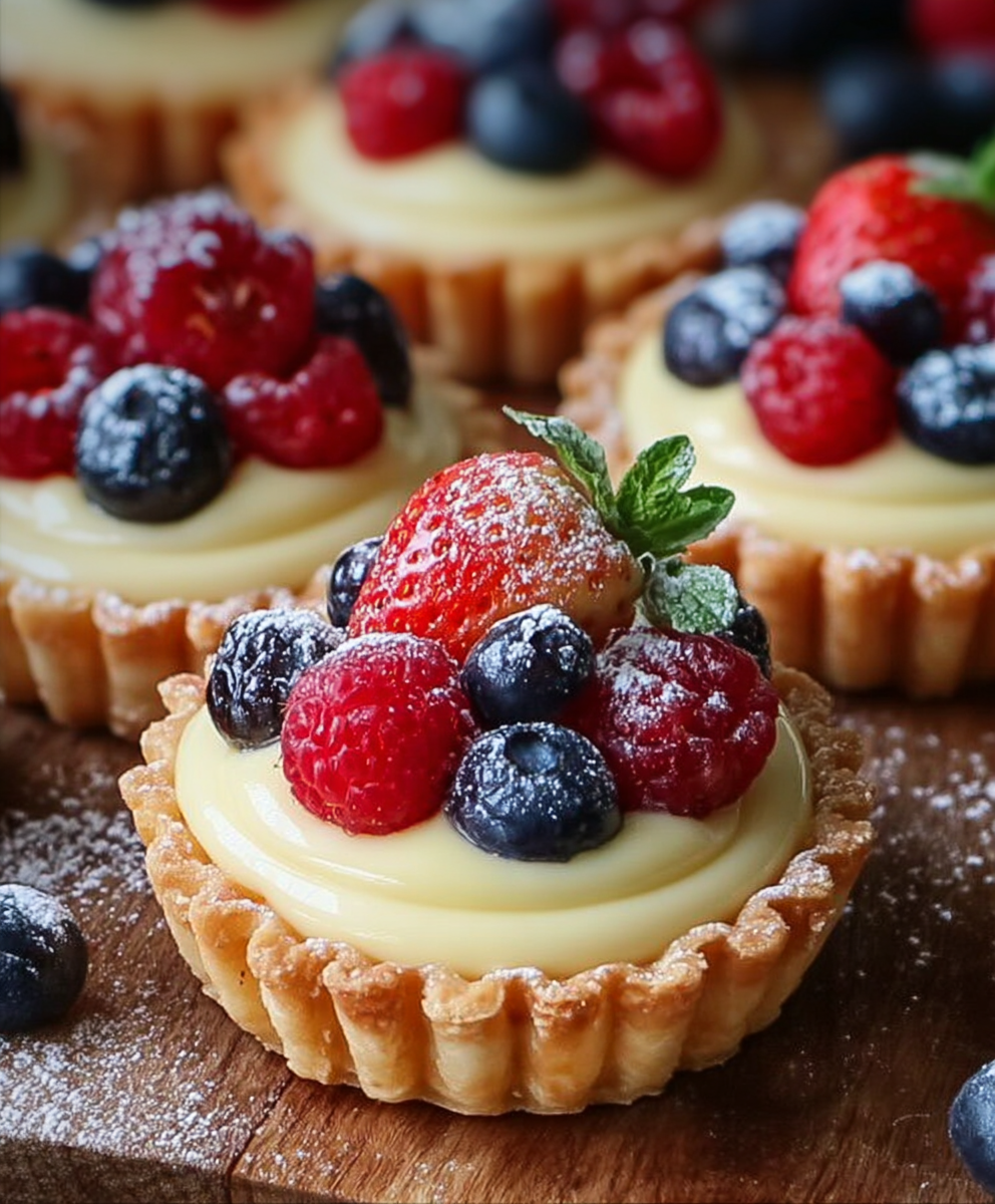 Mini Fruit Tartlets with Creamy Vanilla Pudding