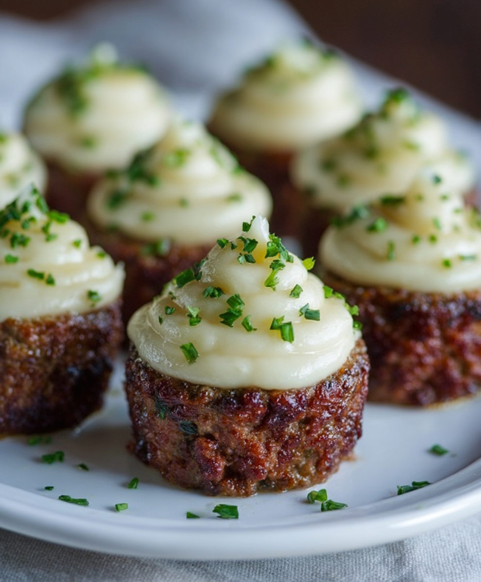 Mini Meatloaf Muffins with Mashed Potato Frosting
