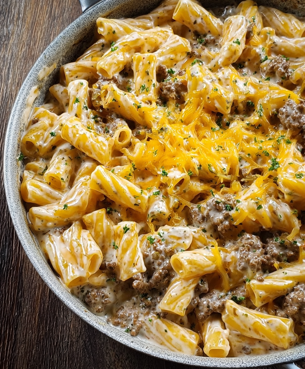 One-Pot Beef Cheddar Ranch Pasta
