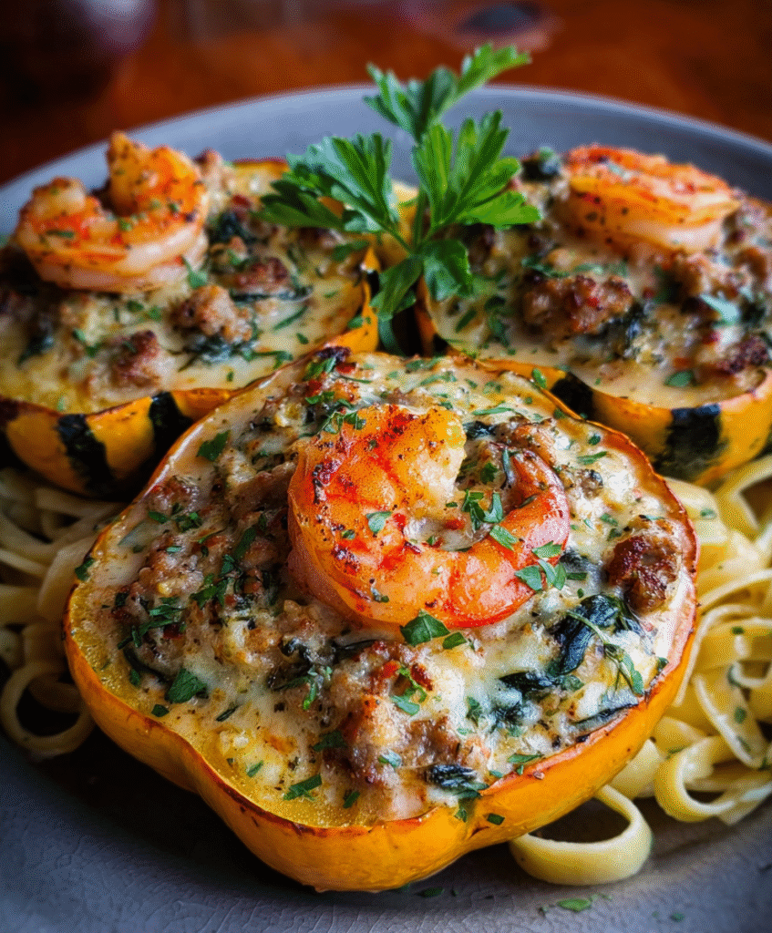 Parsley Emerald Swirl Shrimp Alfredo