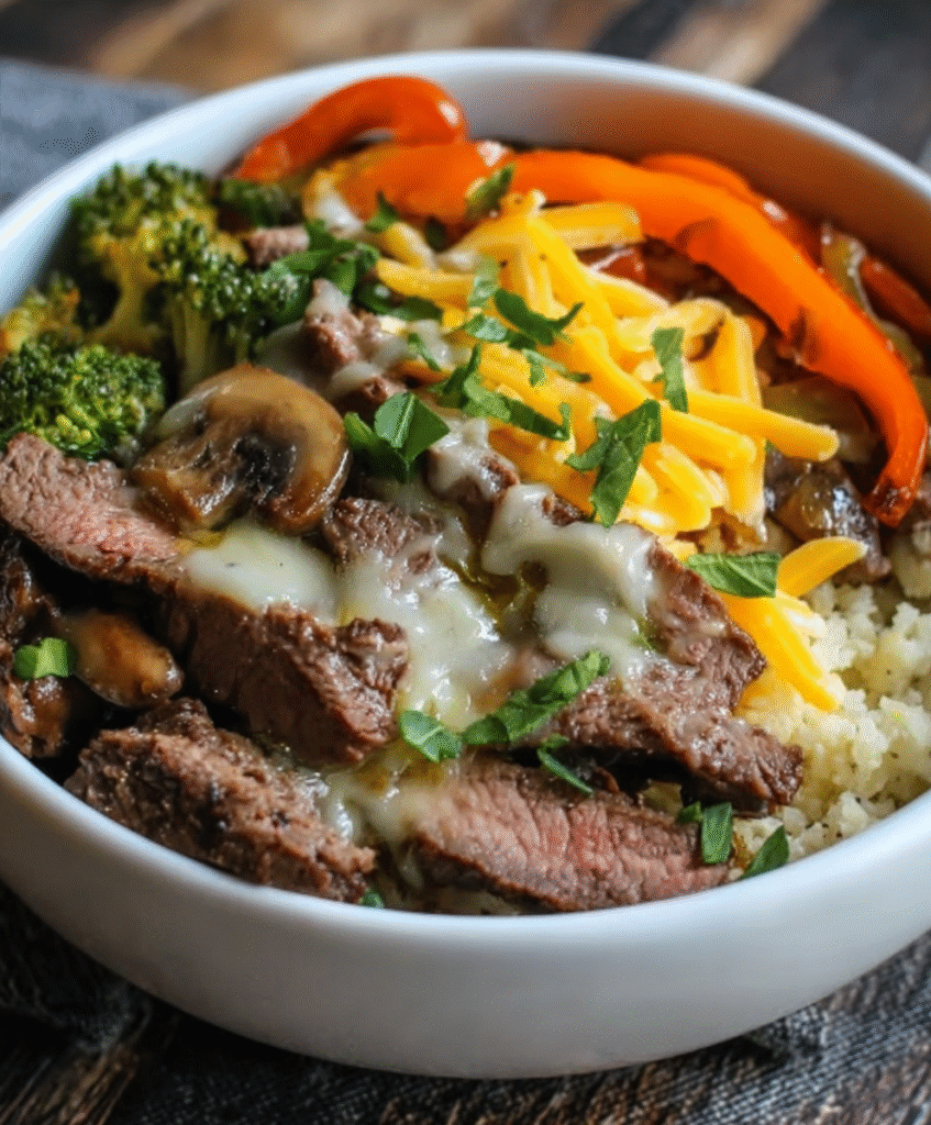 Quick Low Carb Cheesesteak Bowls