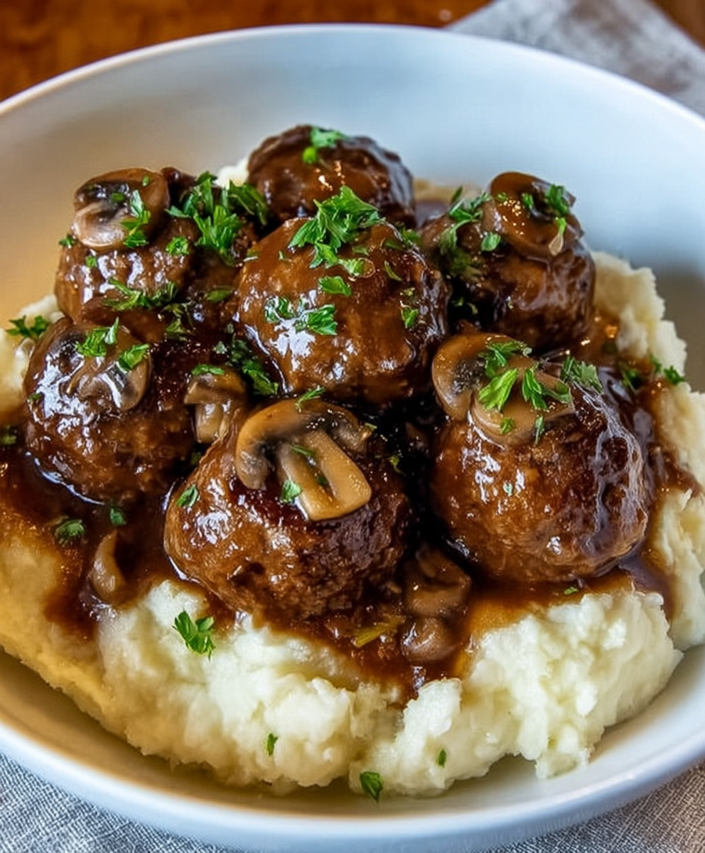 Slow Cooker Salisbury Steak Meatballs