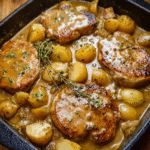 Smothered Pork Chops with Potatoes in Gravy