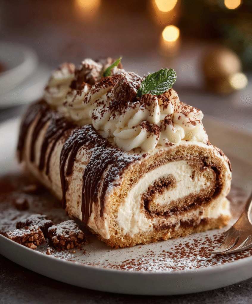 Tiramisu Yule Log Cake