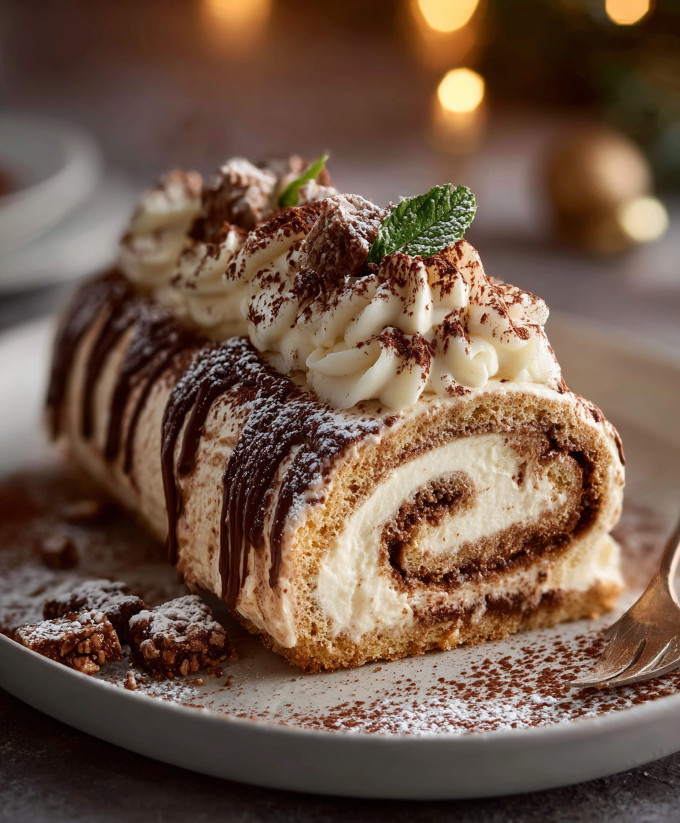 Tiramisu Yule Log Cake