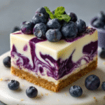 White Chocolate Blueberry Swirl Cheesecake Bars