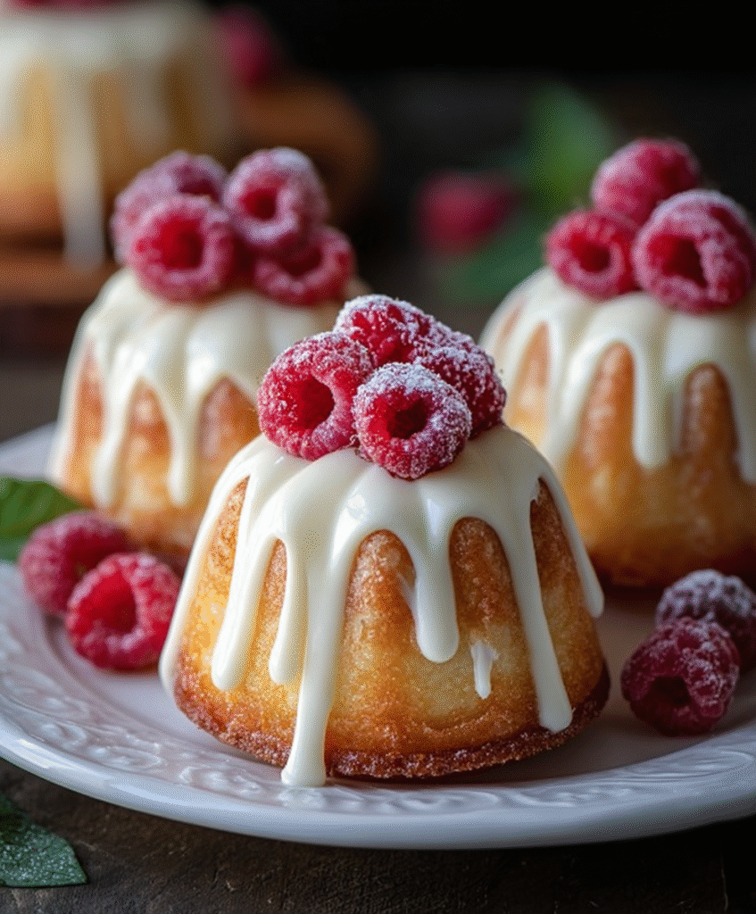 White Chocolate Raspberry Mini Bundt Cakes