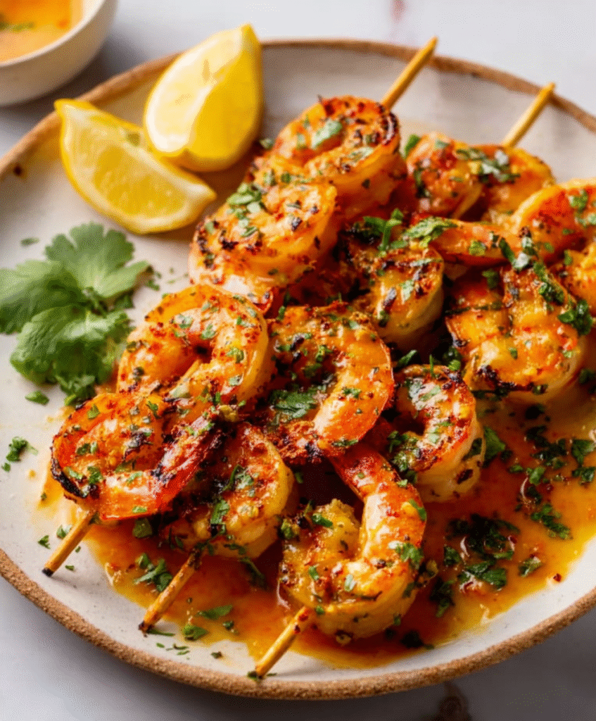 Buttery Garlic Grilled Shrimp with Mediterranean Fresh Salad