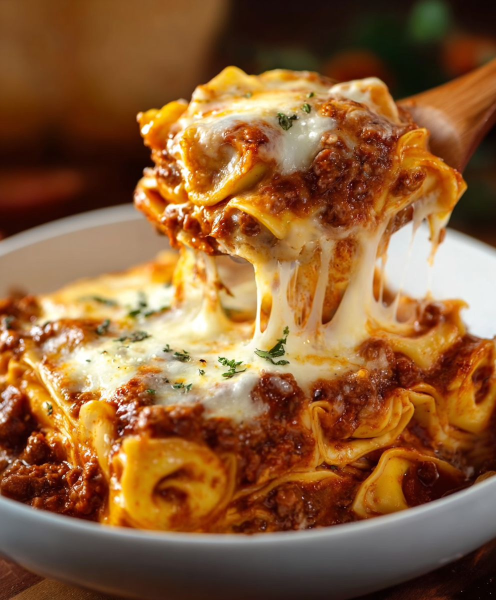 Cheesy Baked Tortellini Lasagna