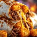 Cheesy Beef & Crispy Tater Tot Burritos