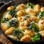Cheesy Broccoli Gnocchi Skillet
