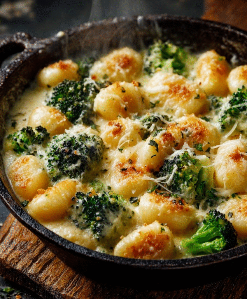 Cheesy Broccoli Gnocchi Skillet