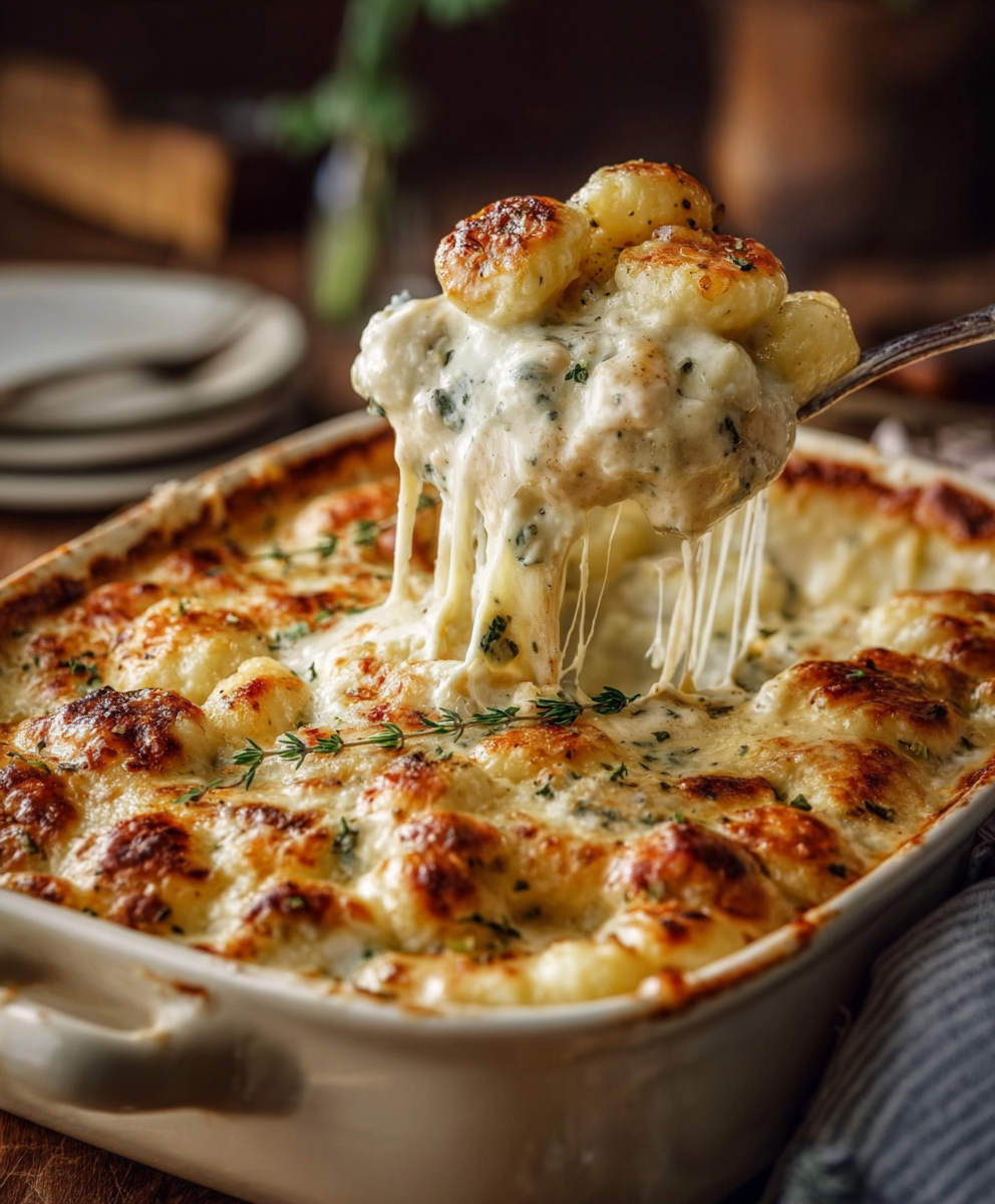 Cheesy Chicken Gnocchi Alfredo Bake