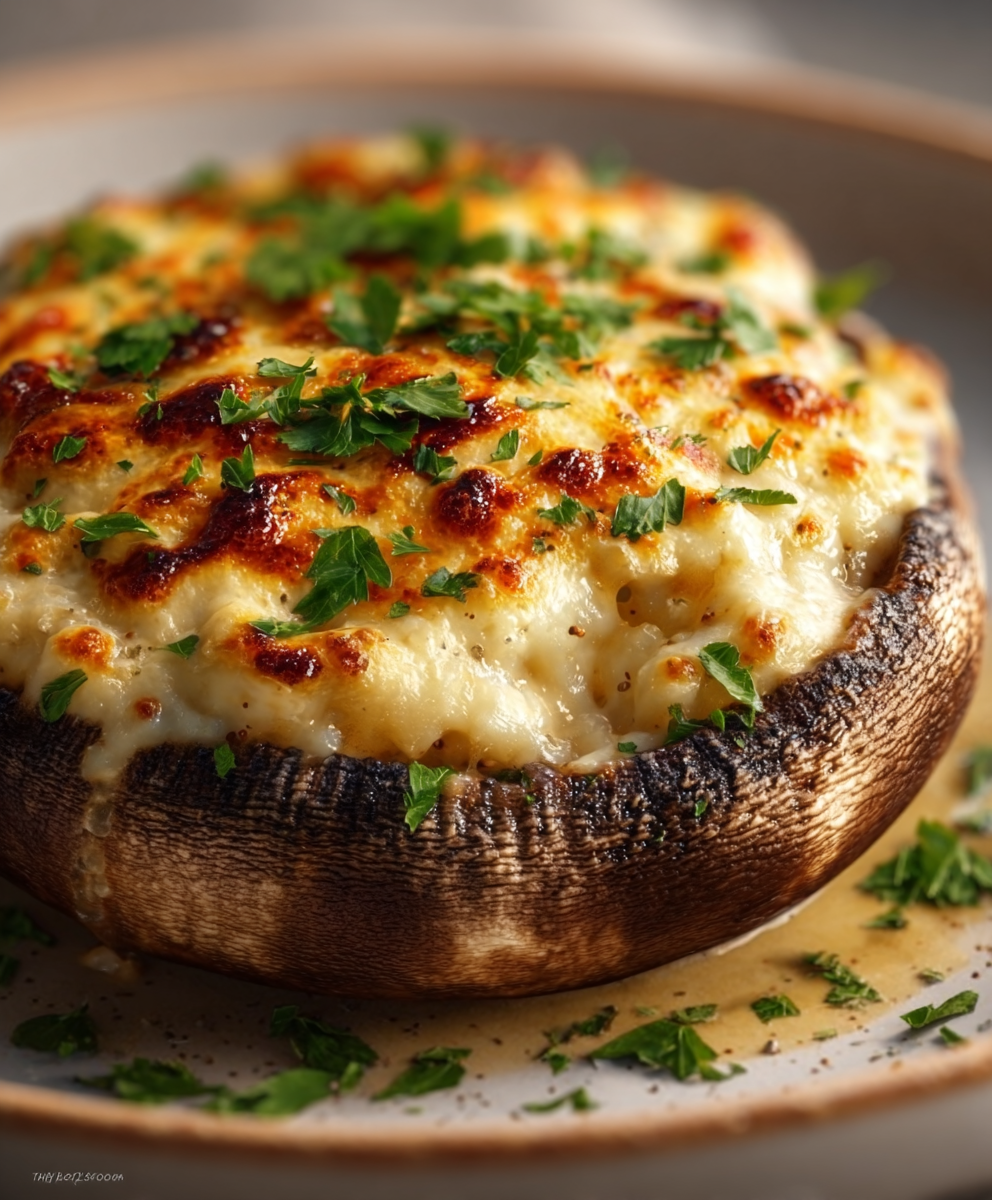 Cheesy Herb Stuffed Portobello Mushrooms