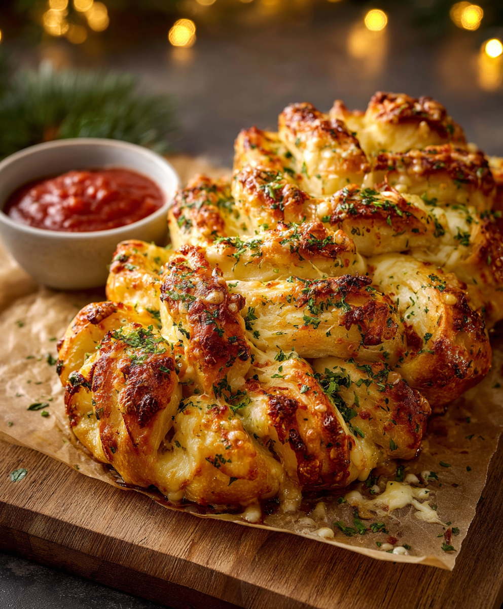 Cheesy Pull-Apart Christmas Tree Bread