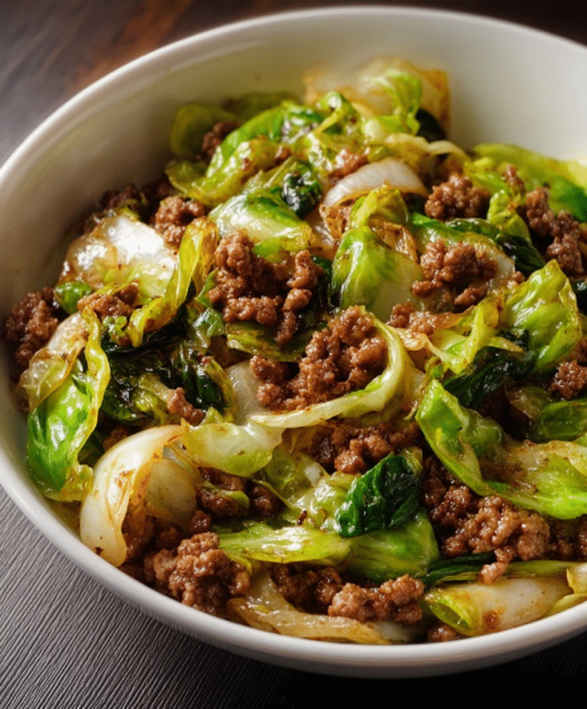 Chinese Ground Beef & Cabbage Stir-Fry