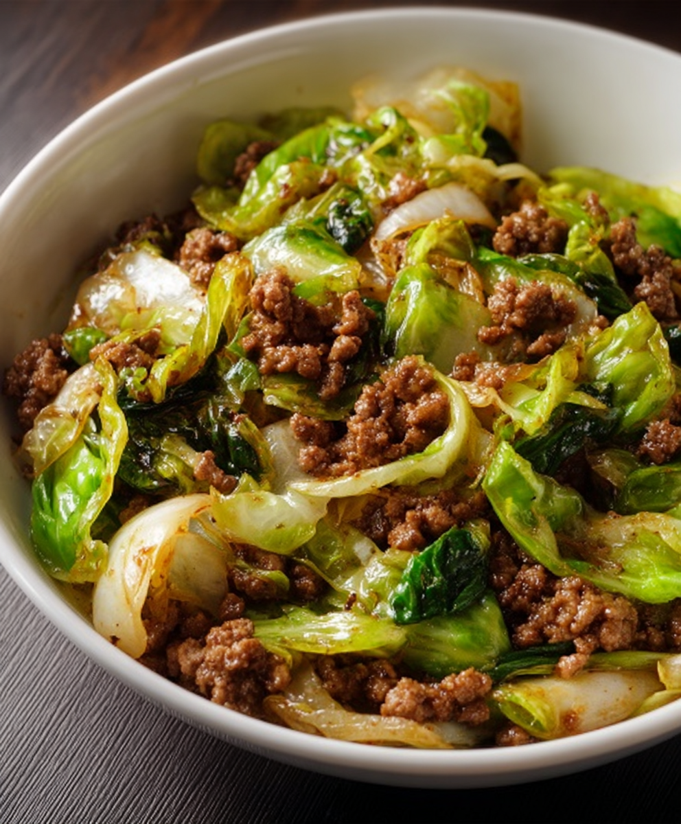 Chinese Ground Beef & Cabbage Stir-Fry