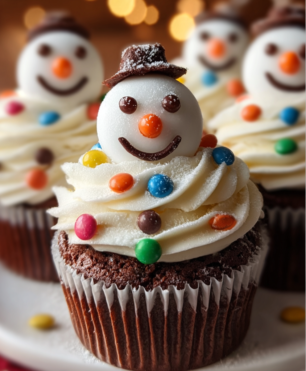 Cozy Frosty Snowman Cupcakes