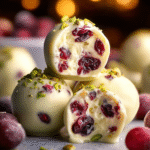 Cranberry Pistachio White Chocolate Truffles