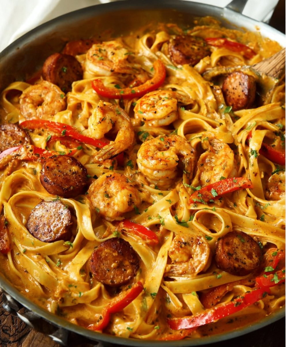 Creamy Cajun Shrimp & Andouille Pasta