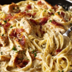 Creamy Chicken Bacon Fettuccine Skillet