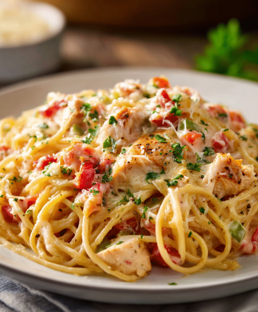 Creamy Classic Chicken Spaghetti Casserole