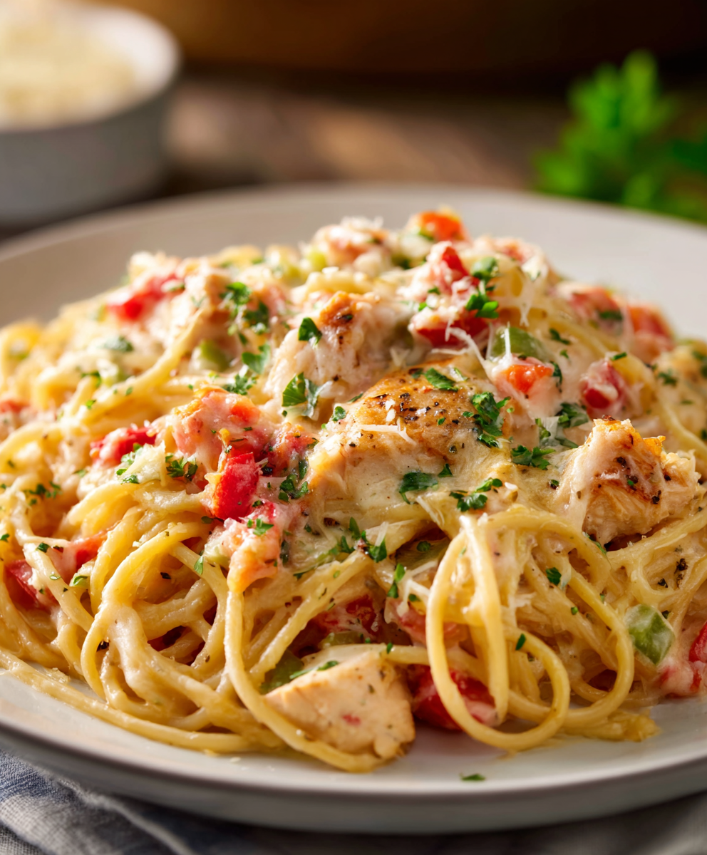 Creamy Classic Chicken Spaghetti Casserole