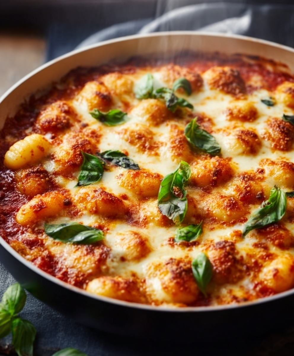 Creamy Mozzarella Marinara Baked Gnocchi