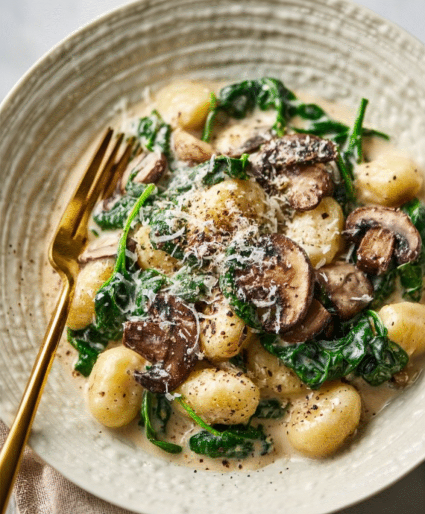 Creamy Mushroom & Spinach Gnocchi Comfort Bowl