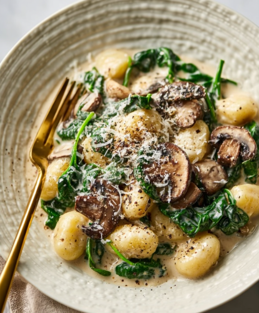 Creamy Mushroom & Spinach Gnocchi Comfort Bowl
