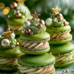 Festive Christmas Tree Macarons with Pandan Buttercream