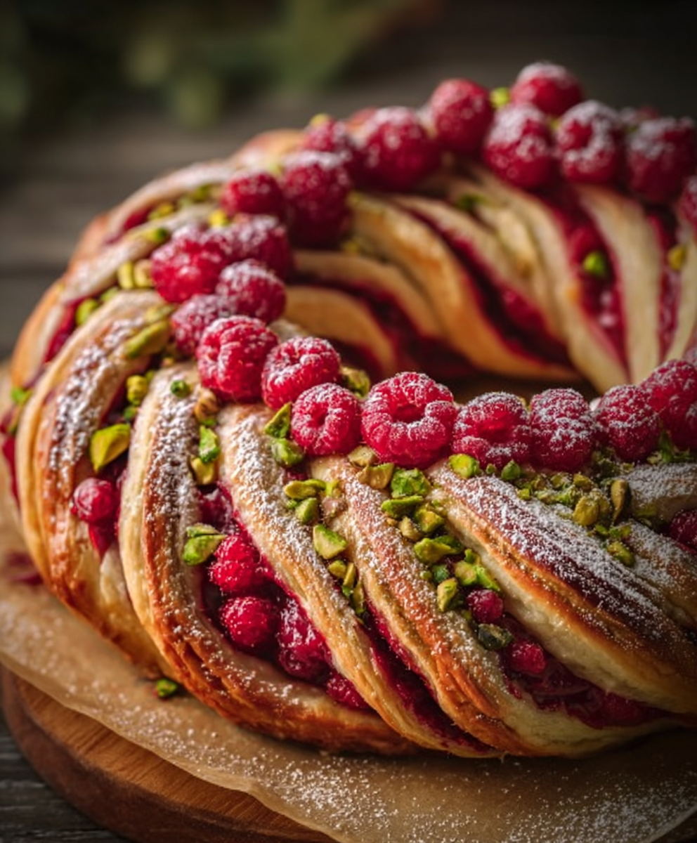 Festive Raspberry Pistachio Wreath